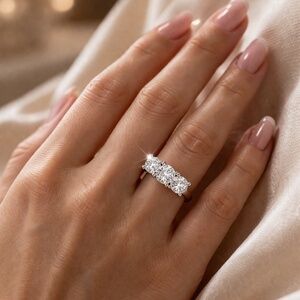 925 Sterling Silver 100 % Ring with White Gold Finish